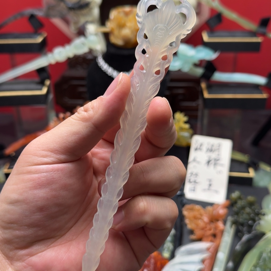 岫玉发饰未镶嵌明君玉簪就是好看