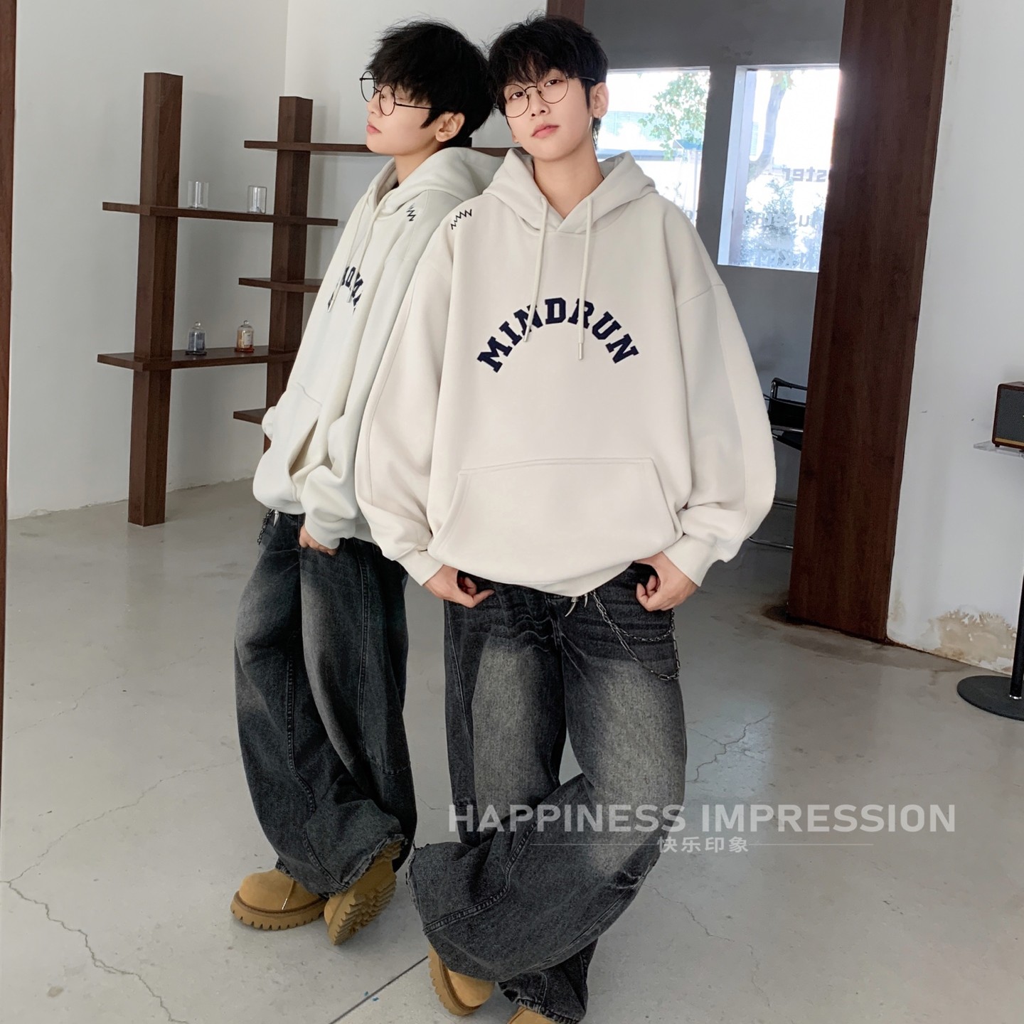 青少年潮品连帽加绒卫衣