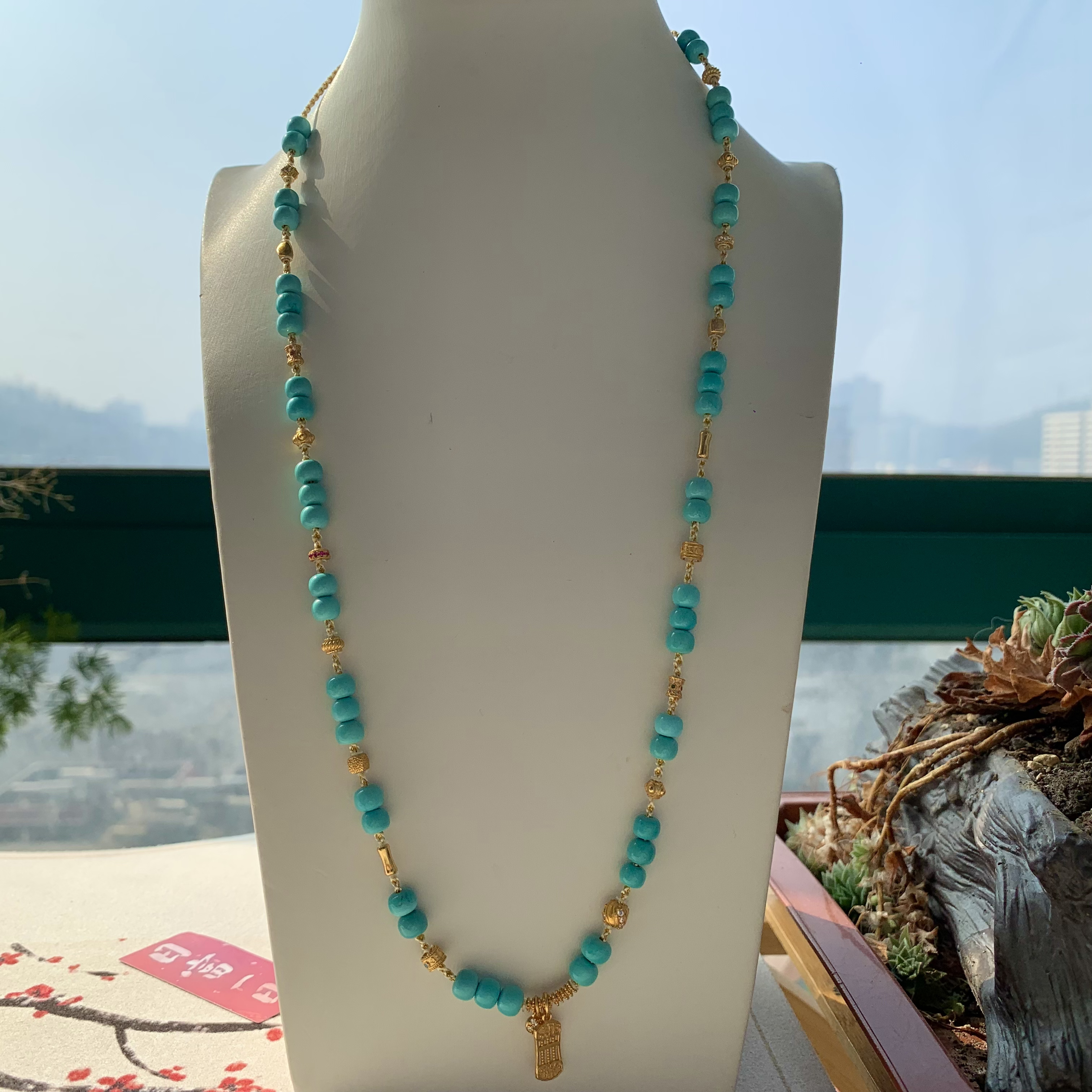 原矿精品绿松石锁骨链