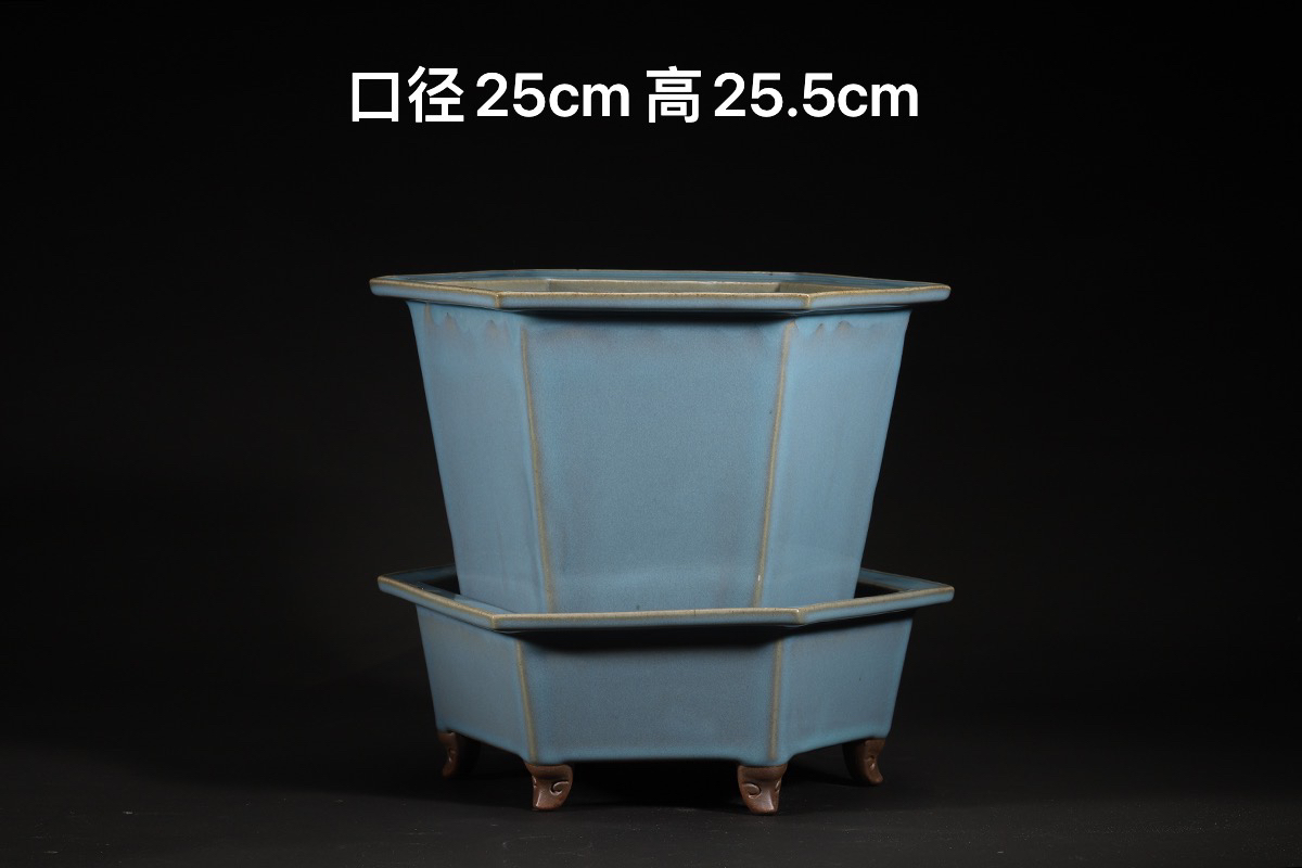 【微瑕福利款】钧瓷宋钧釉八方盆套盆钧窑花盆盆景盆兰花盆