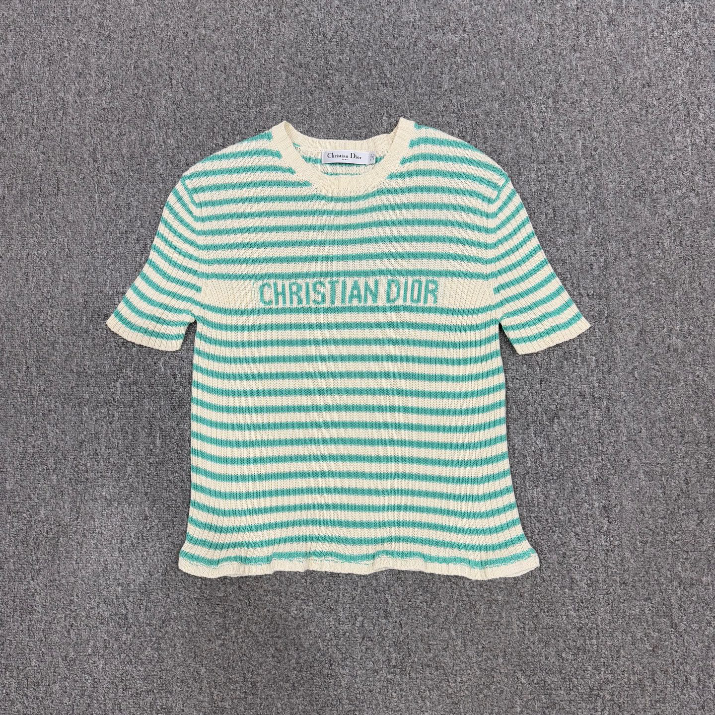 99新 DIOR/迪奥 18461783 nz Dior迪奥薄荷绿条纹针织衫 40码99新