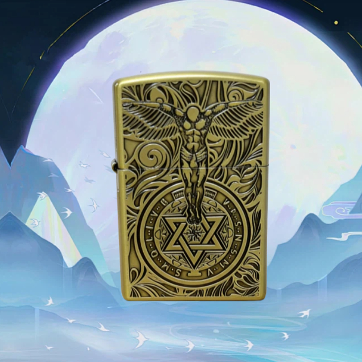 青铜守护天使防风油打火机送男士无油D