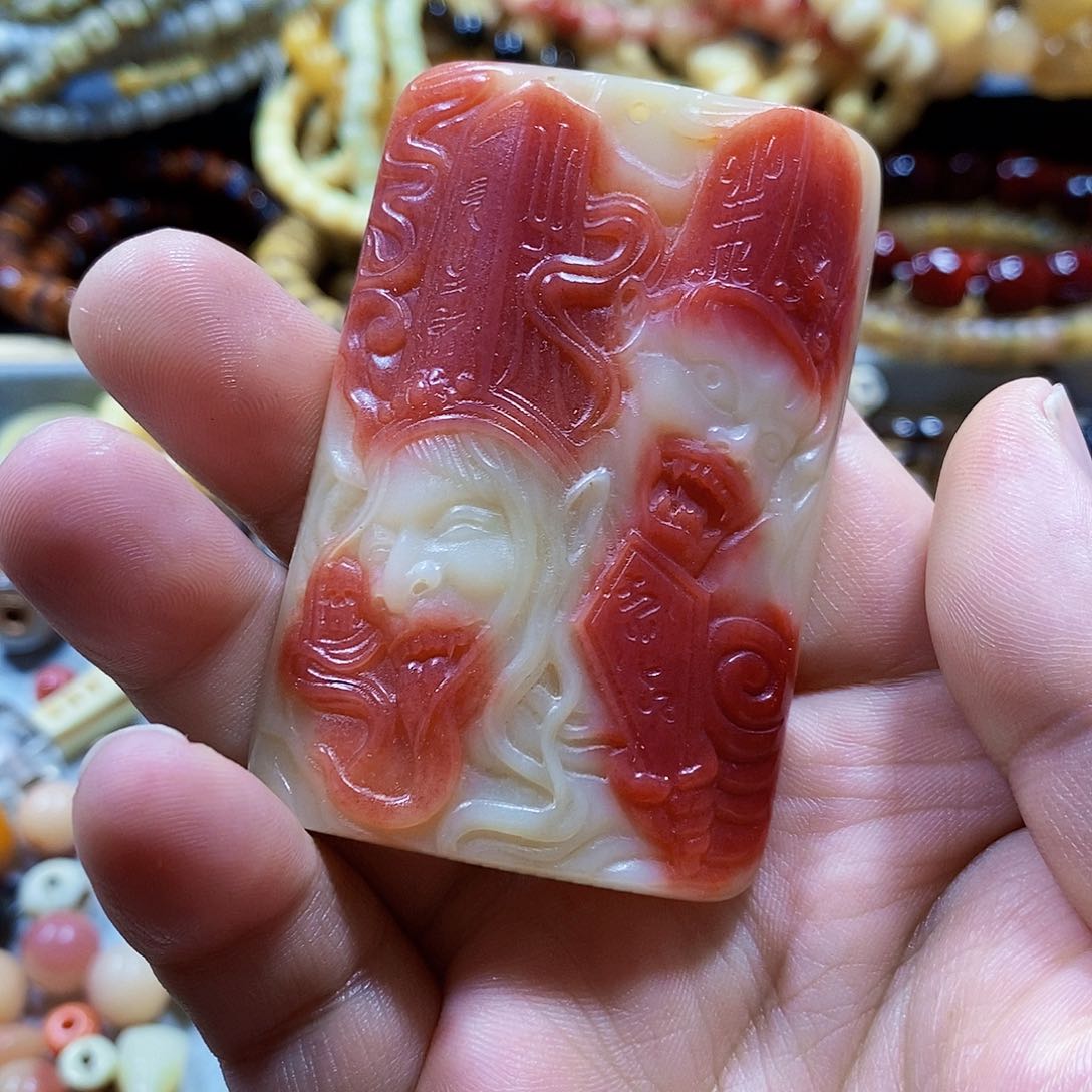 驼骨摆件黑白无常配饰配绳