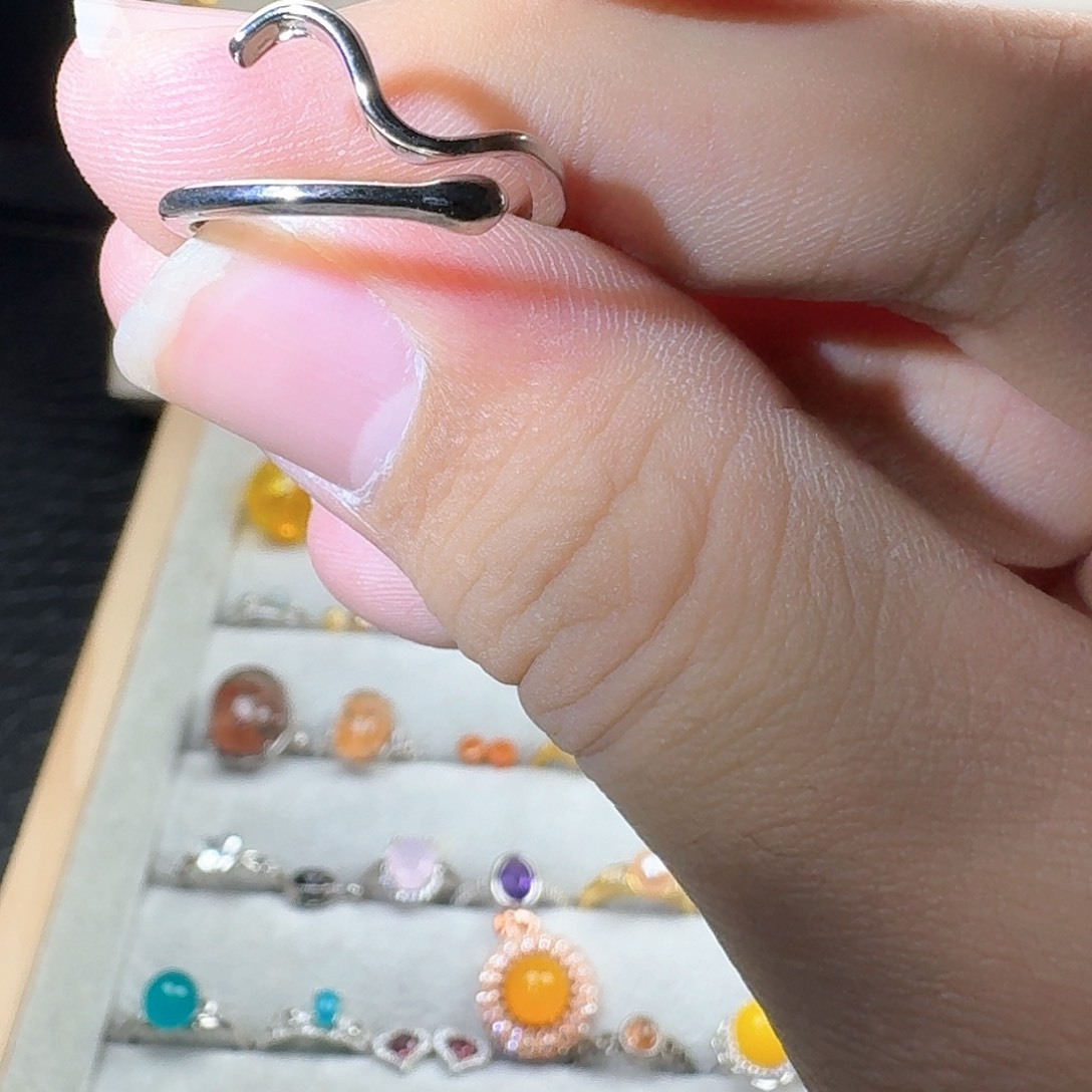 芙蓉石戒指银S925镶嵌