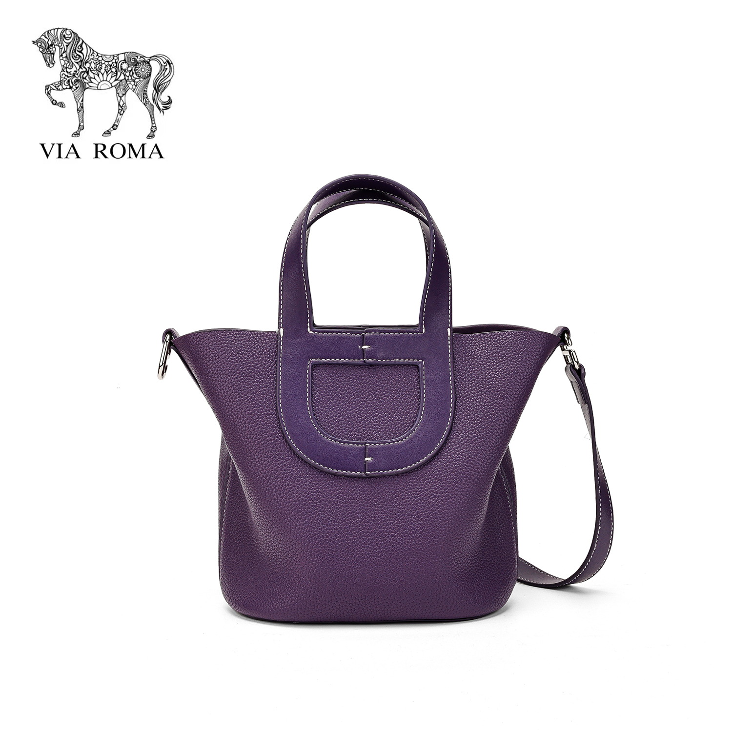 《紫气东来》菜篮子包大容量通勤手提水桶包L25-88紫色