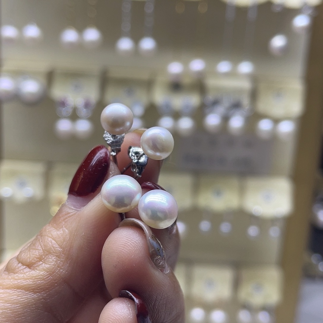 淡水珍珠耳饰银S925镶嵌