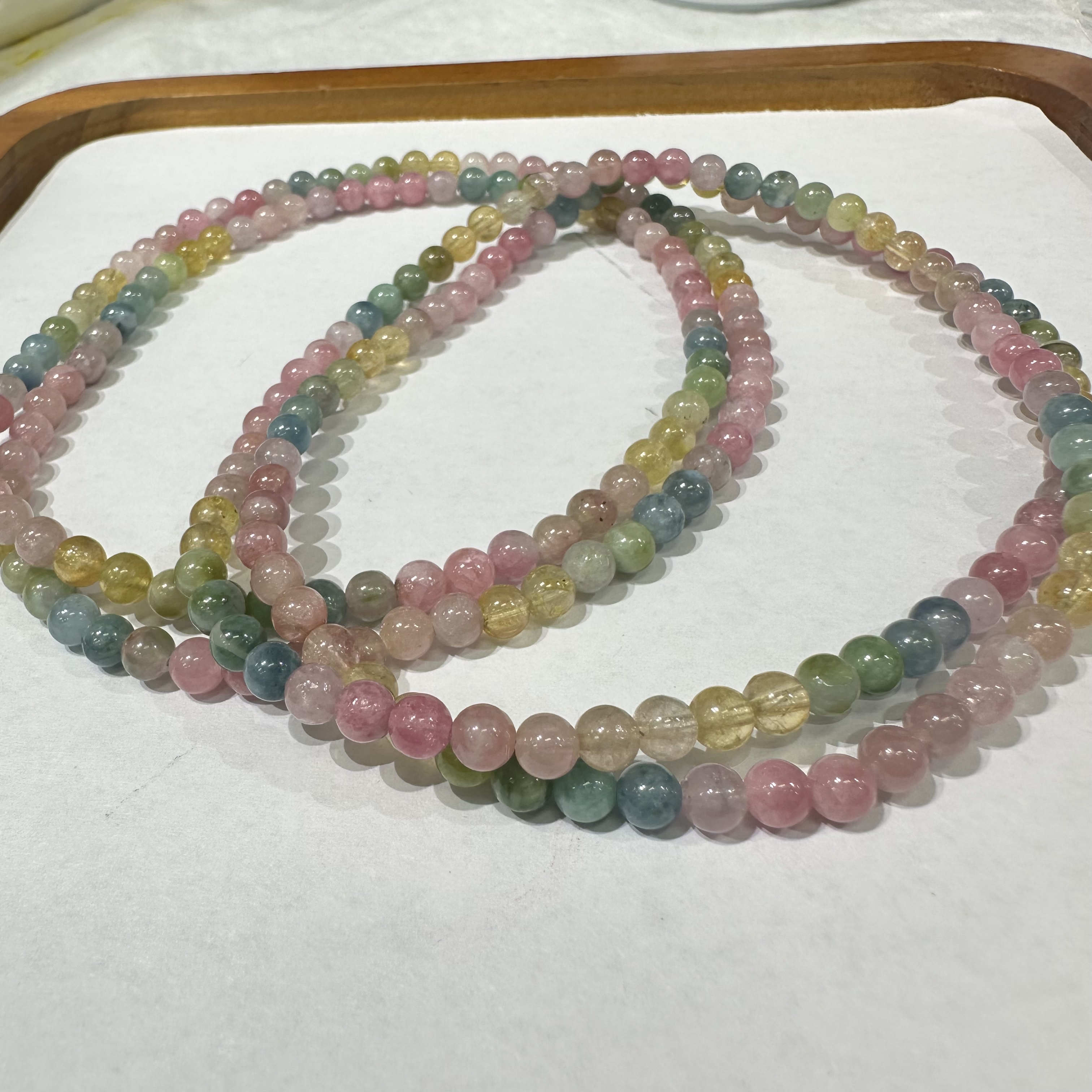 【小宝晶选】天然碧玺三圈手链 多样性发一件 约4mm 418XBMT