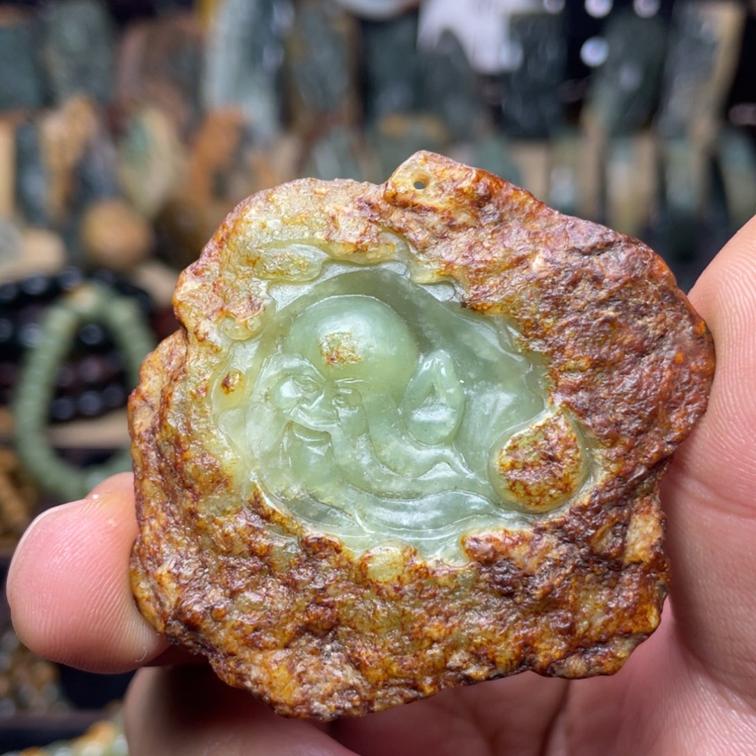 莫***齐岫岩河磨玉（透闪石质玉）未镶嵌颈饰寿星