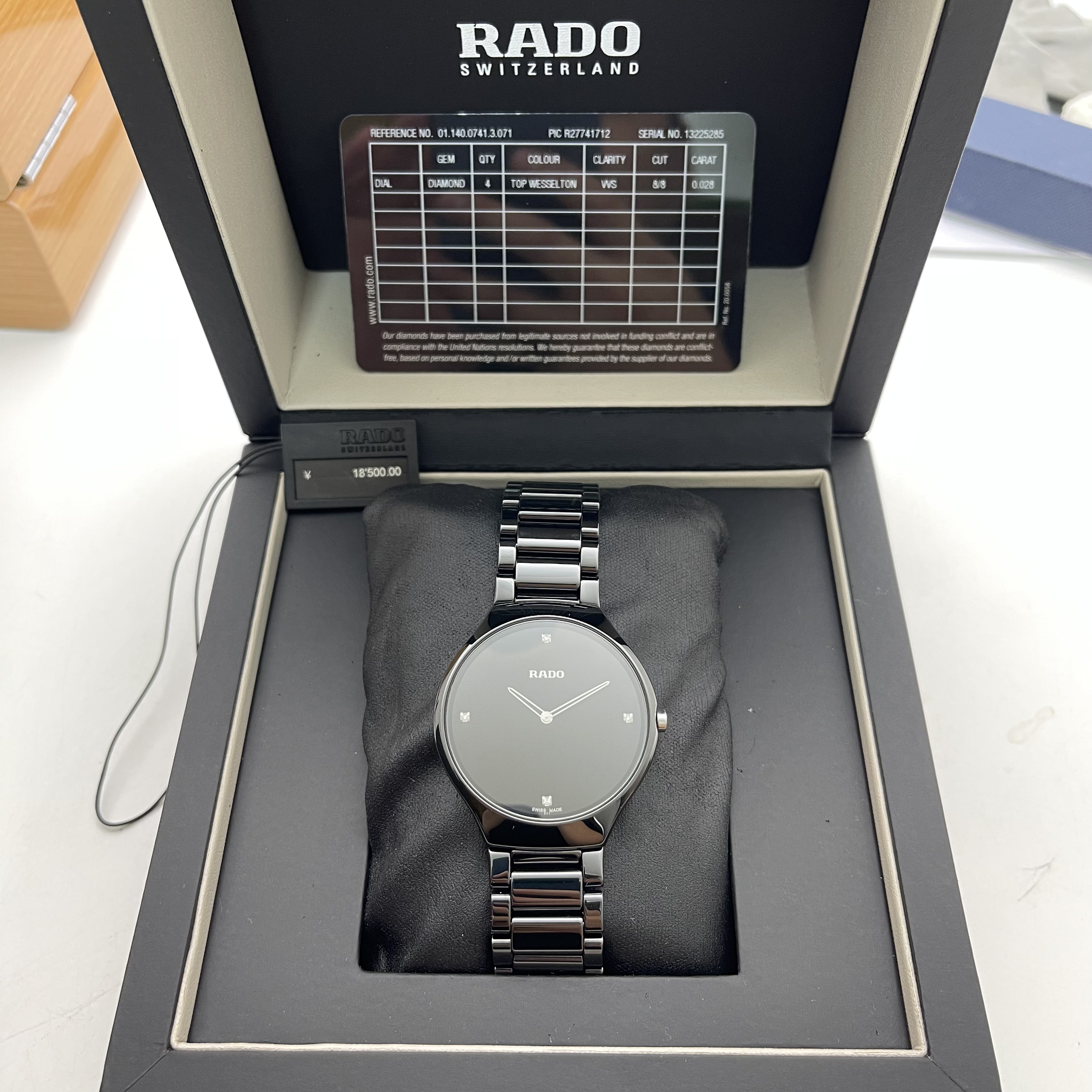 95新 Rado/雷达 真薄/A83378/石英机芯/表径39mm/全套