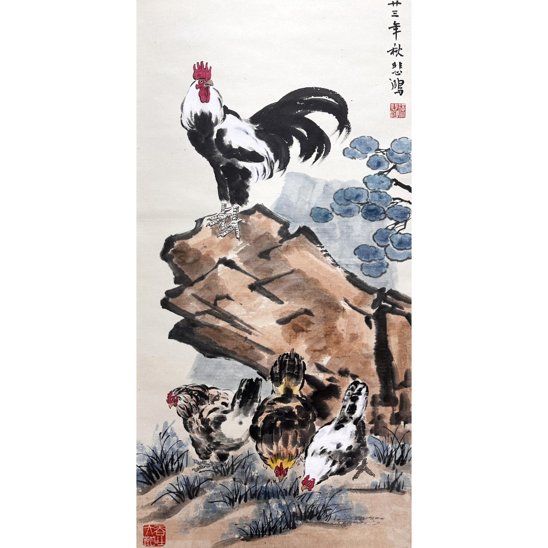 LOT21 【鸡群逸趣】 立轴 103*49cm 约4.5平尺