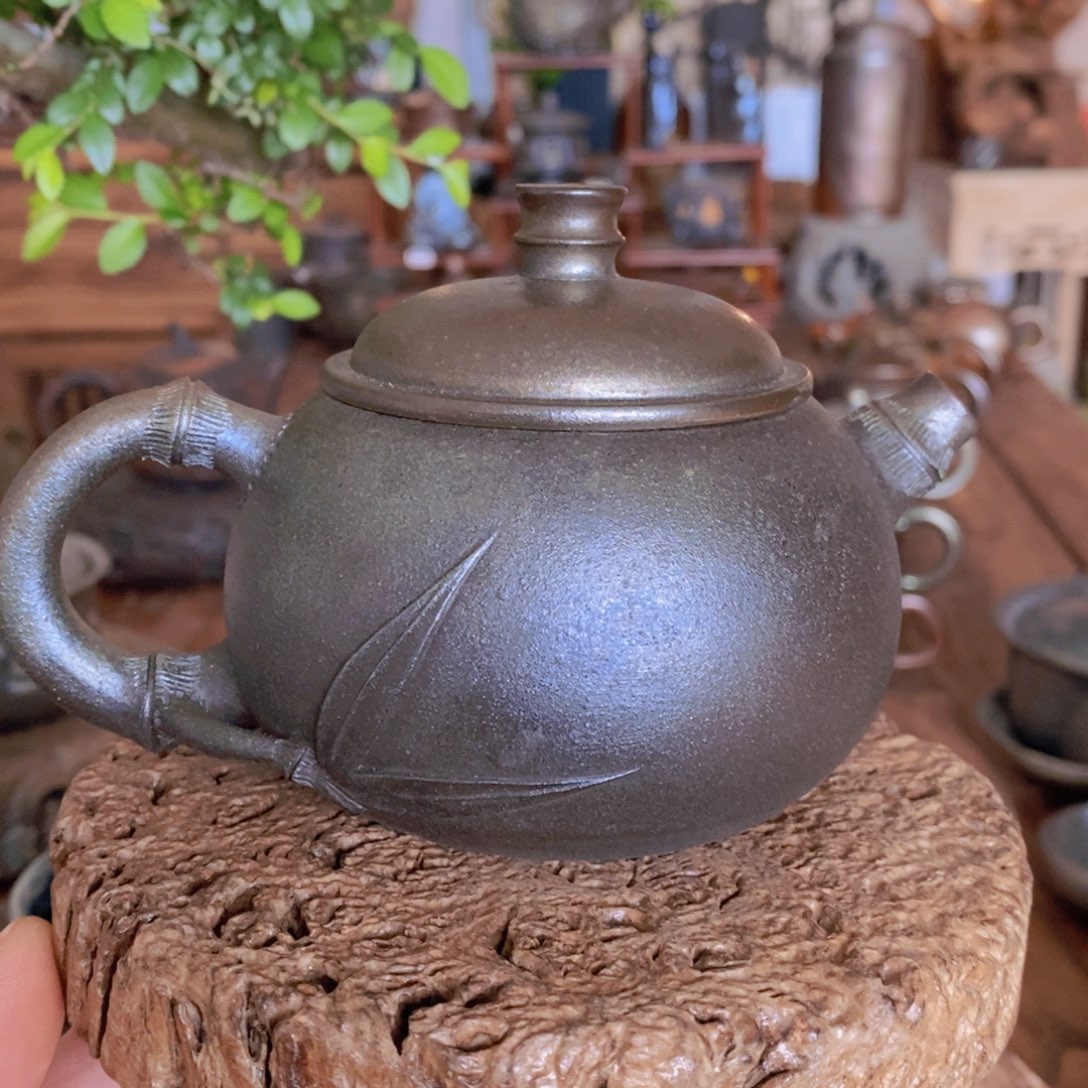 竹节西施壶，建水紫陶，全手工纯柴烧