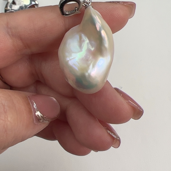 吊坠(不含链)淡水珍珠银S925镶嵌