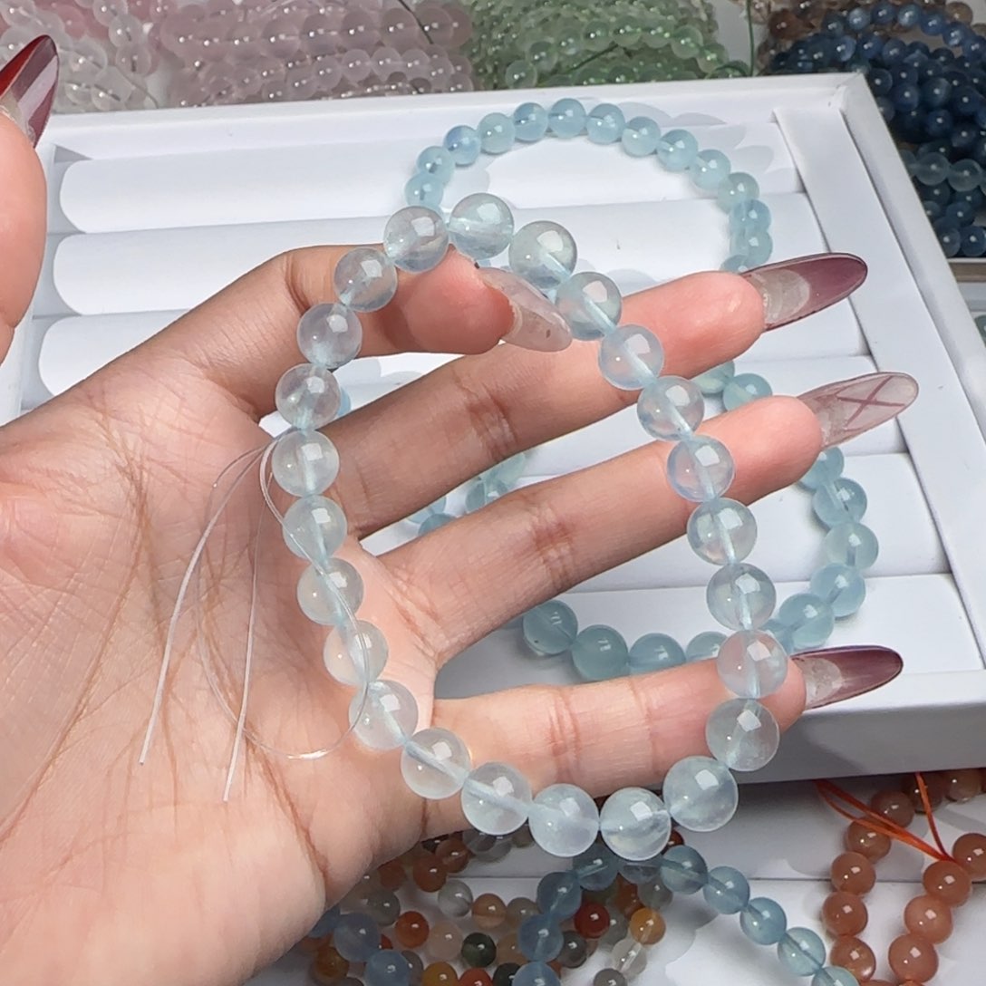 水晶手链未镶嵌?****༒海蓝宝8mm