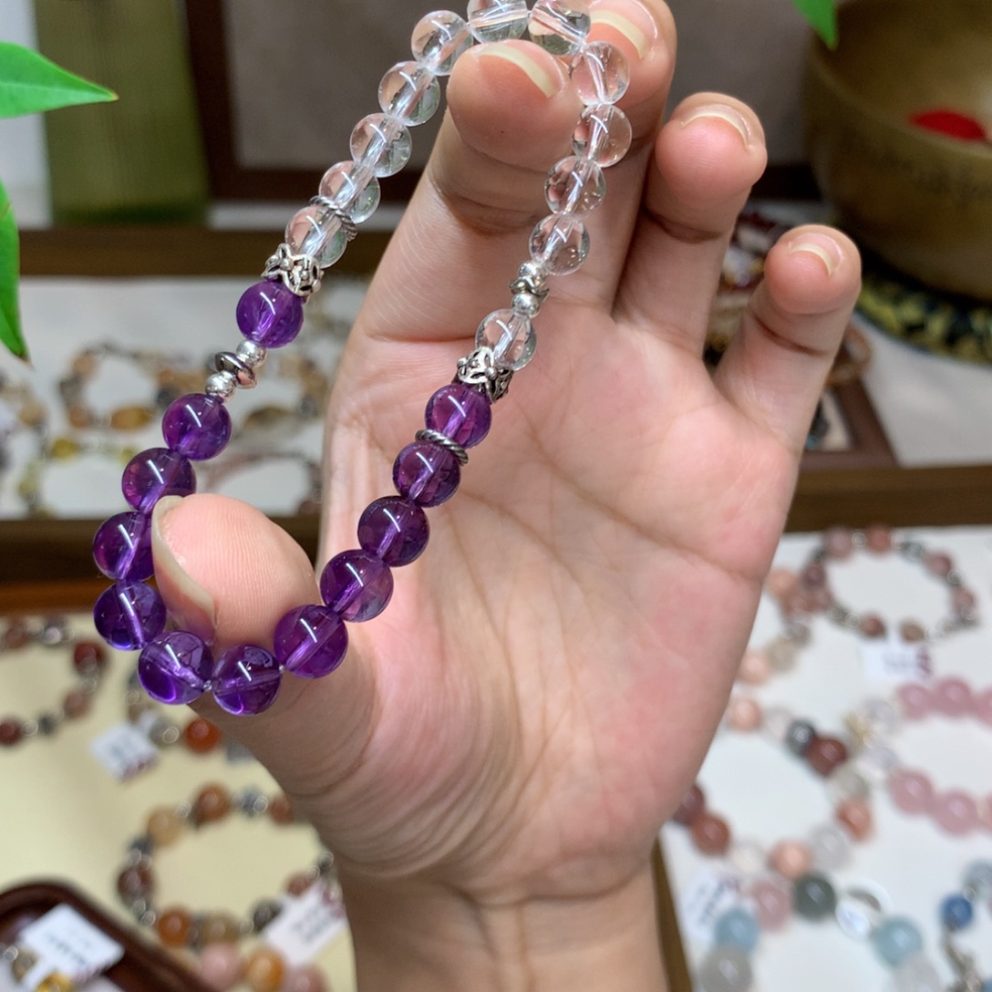 银S925镶嵌烟晶手链