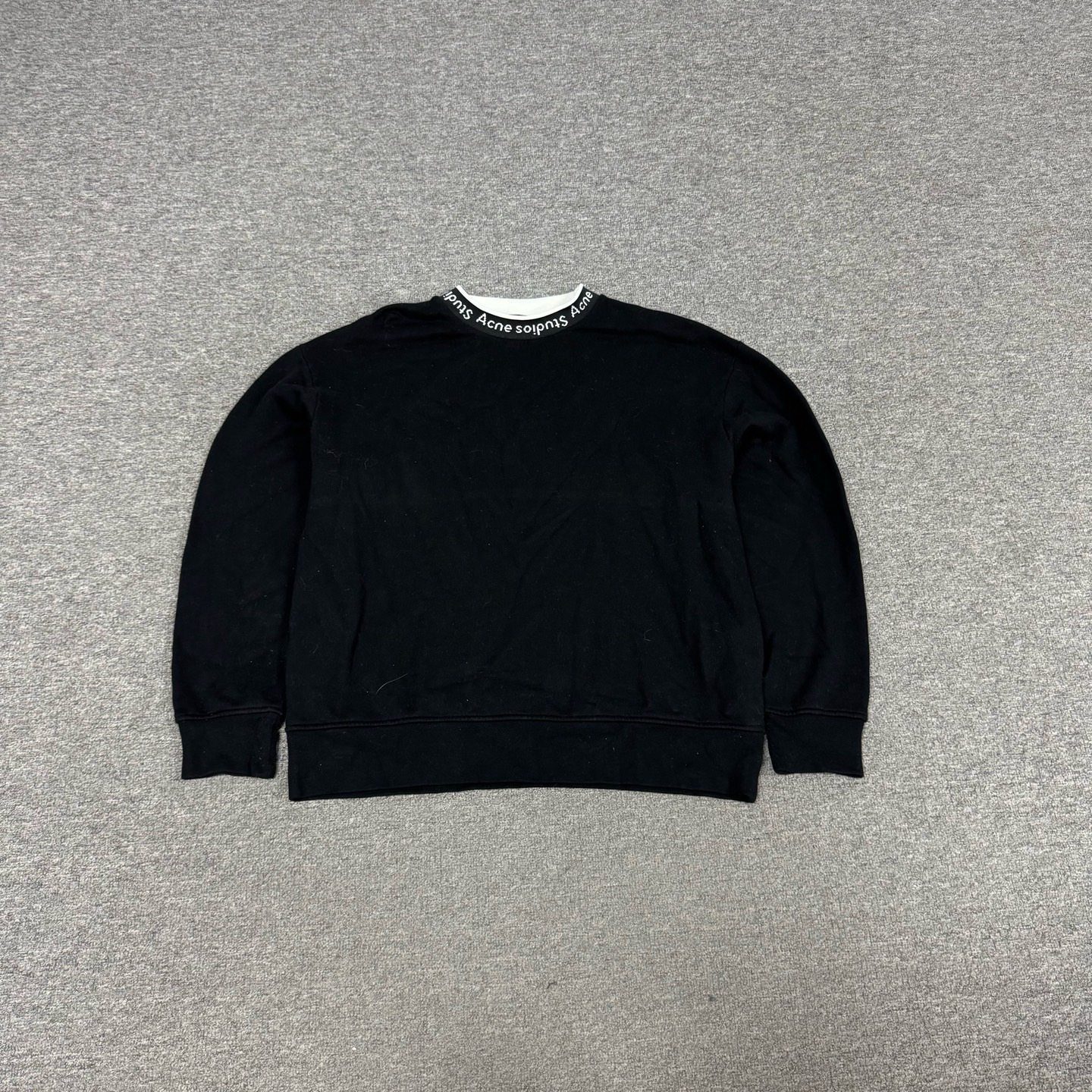 99新 AcneStudios  衣领刺绣串标Logo圆领卫衣 S码