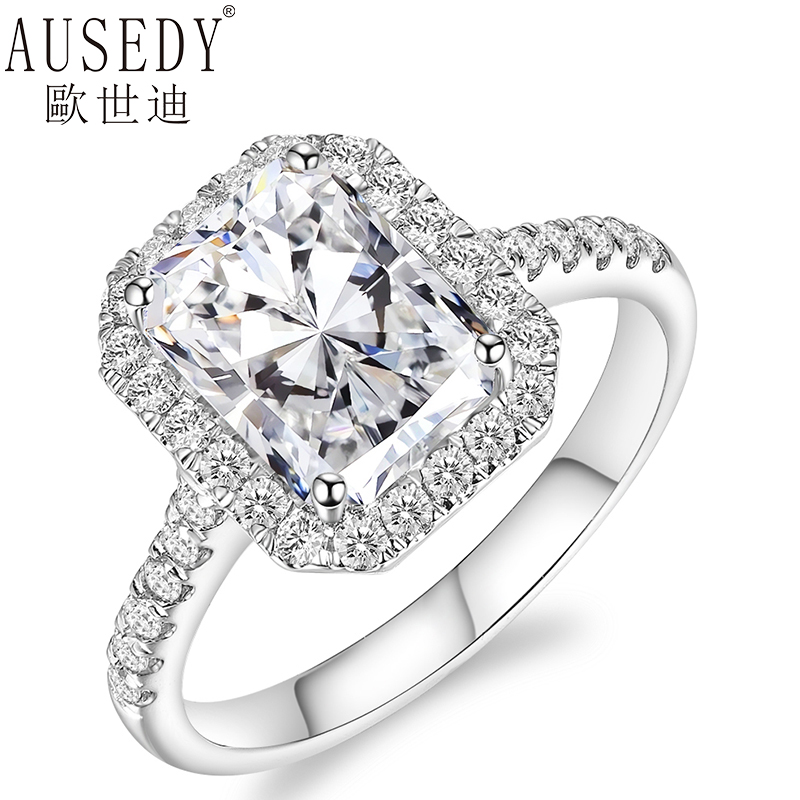 欧世迪 实验室培育钻石PT950铂金镶嵌培育钻石女戒方钻女款