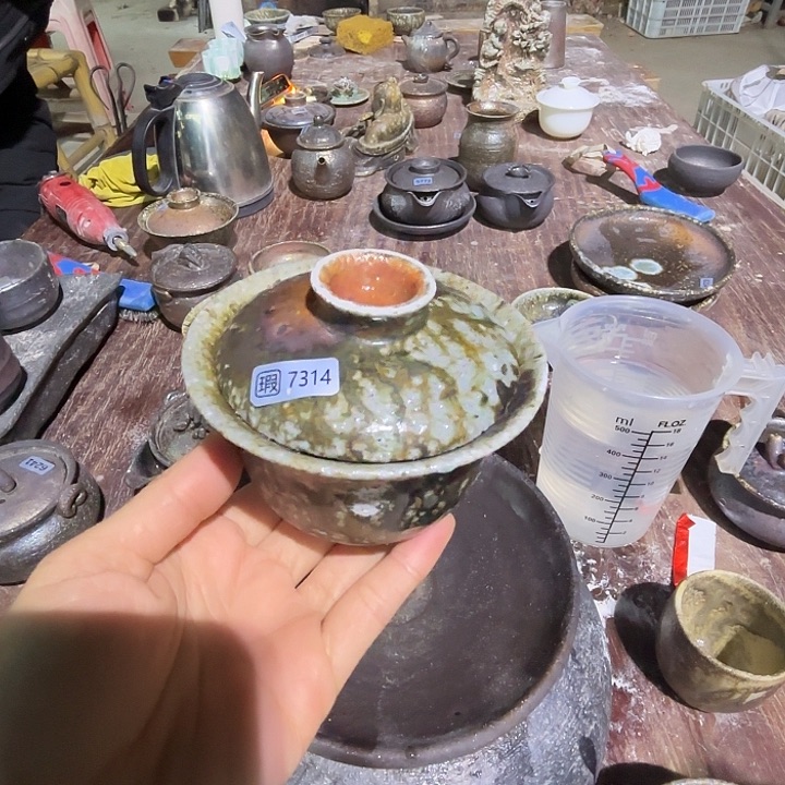 古***学茶盏源头柴烧好货多瑕7314