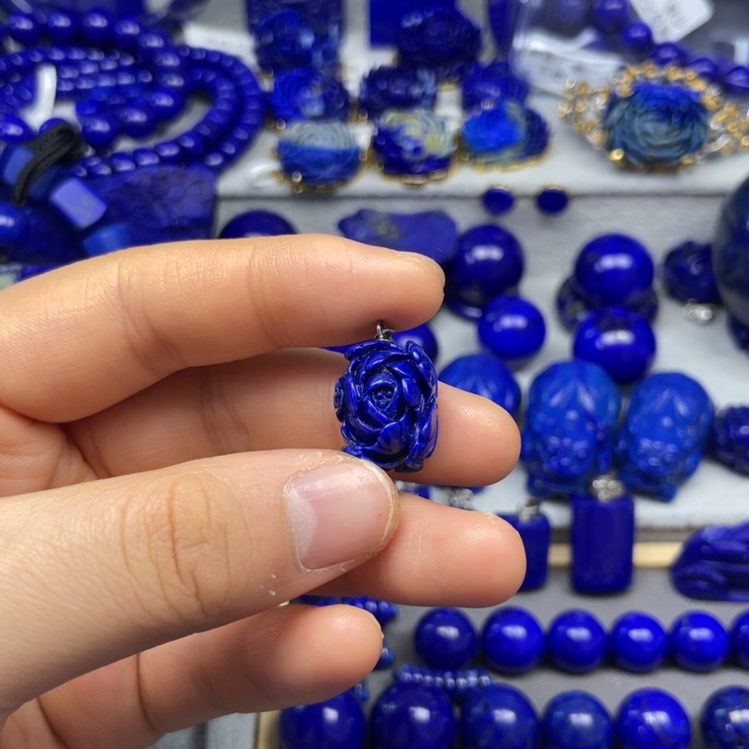 青金石吊坠银S925镶嵌