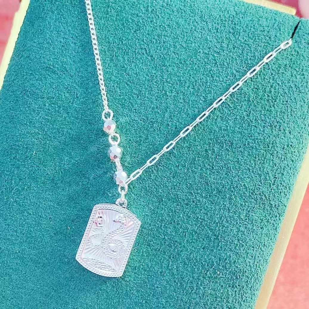 坠链均足银 足银999.9套链灵蛇新款锁骨链时尚百搭送礼物