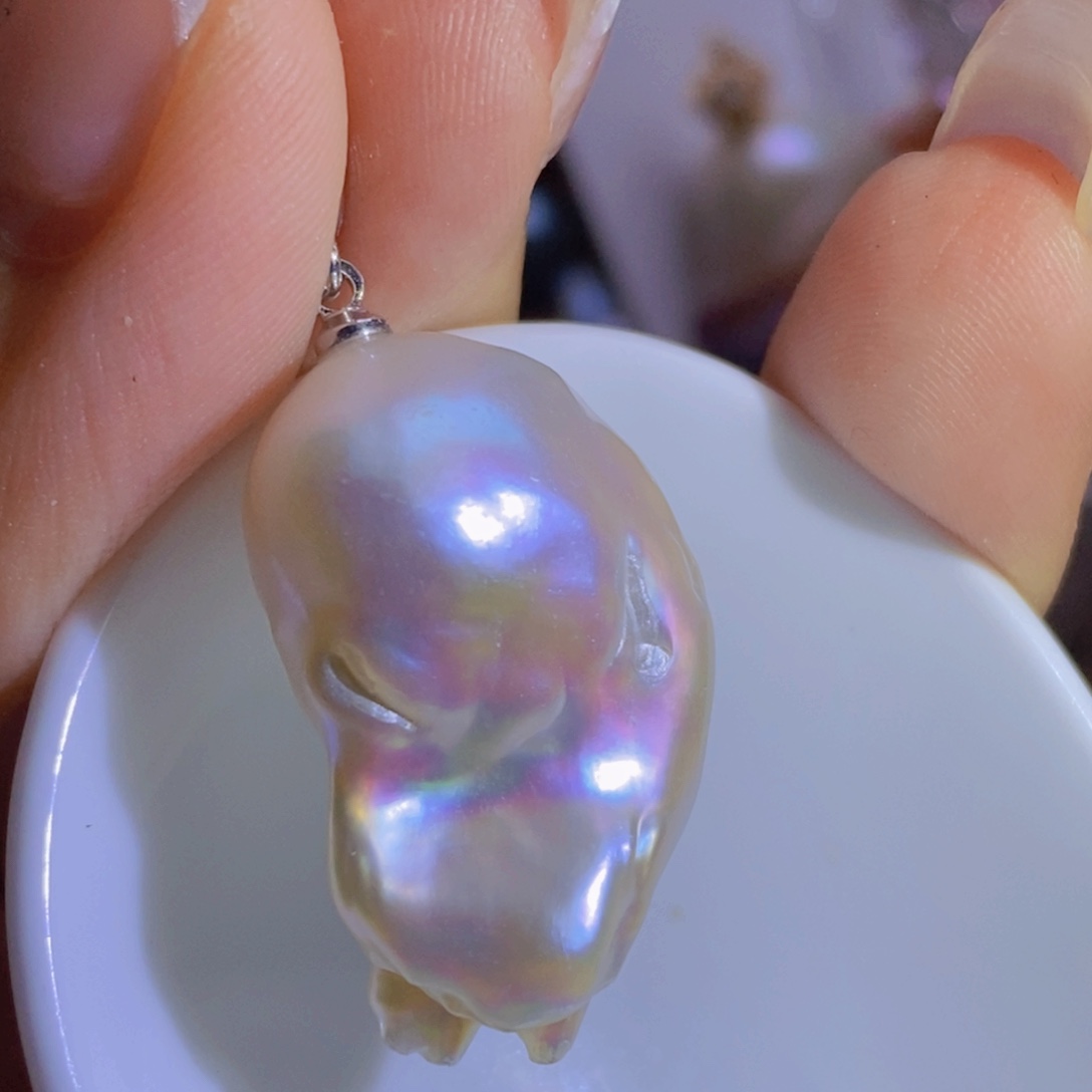 银S925镶嵌淡水珍珠天然淡水珍珠微瑕