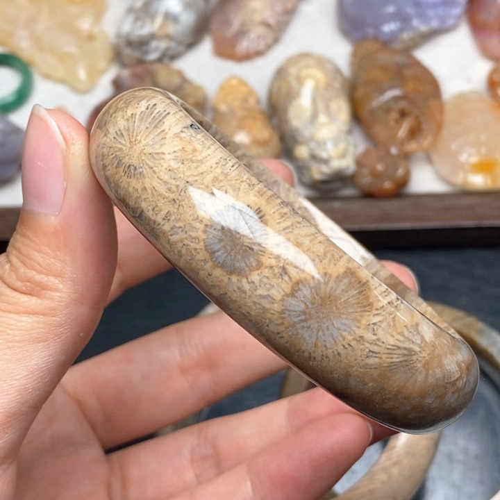 硅化珊瑚（珊瑚玉）手镯未镶嵌60