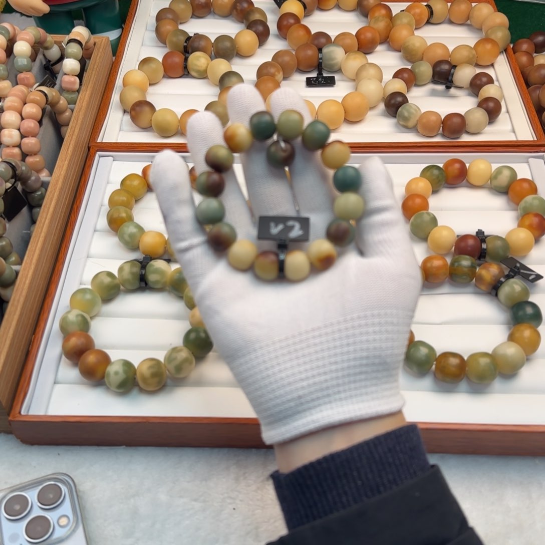 菩提根/象牙果手串卡14干磨绿芭蕉微瑕2