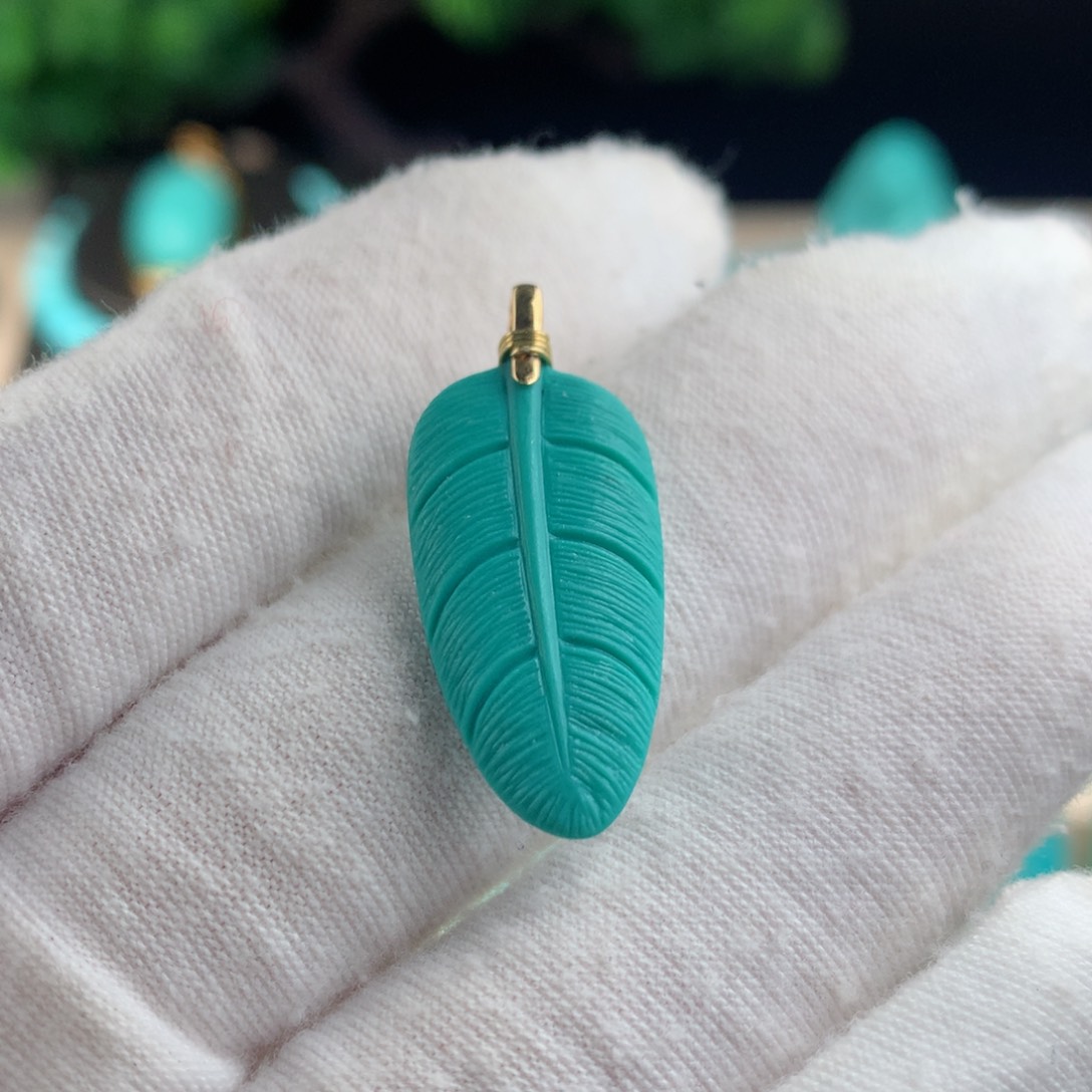 【闪购商品】绿松石羽毛坠银S925镶嵌