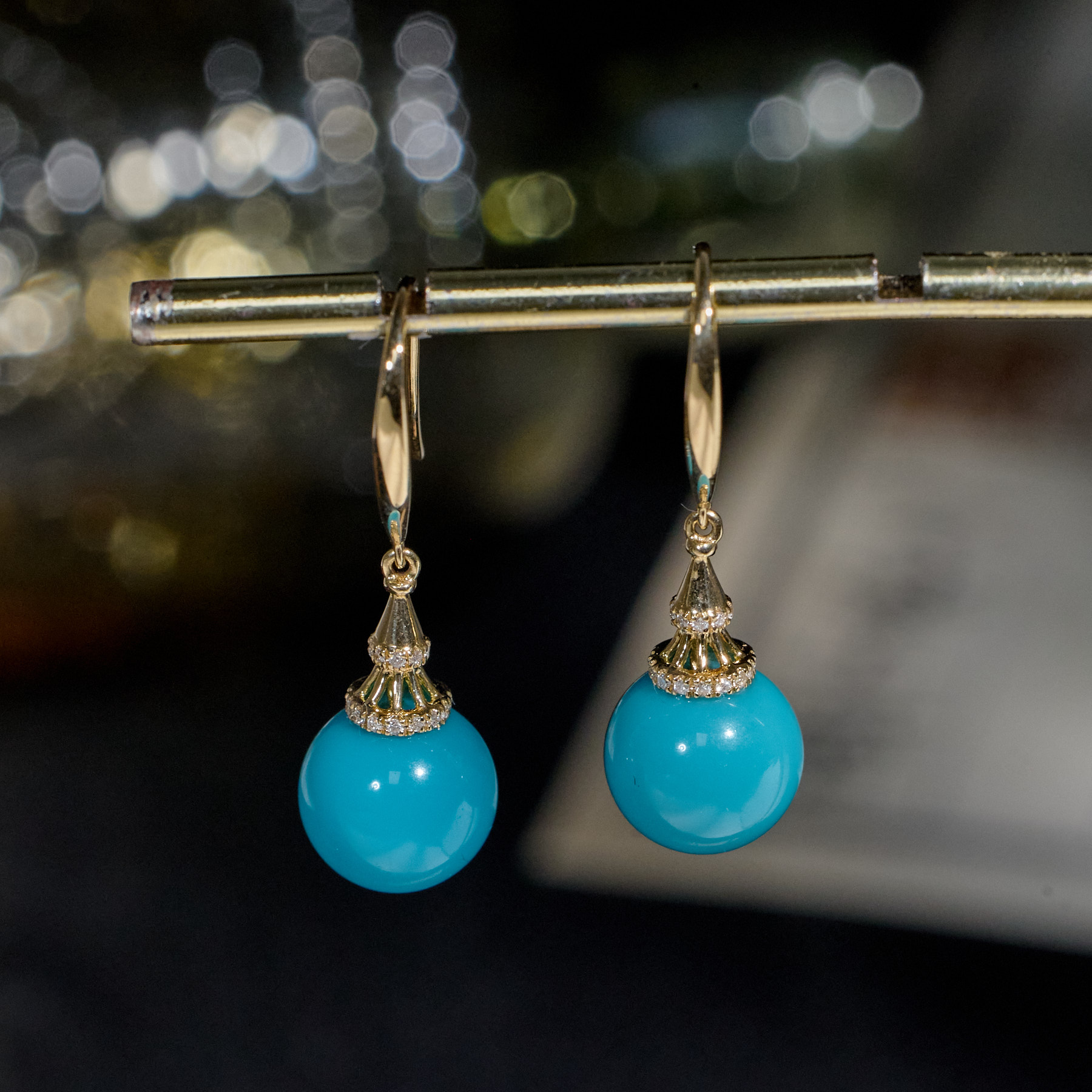 【歪歪】*松石圆珠耳环（卡9）（多样性发）*18K镶嵌N6862