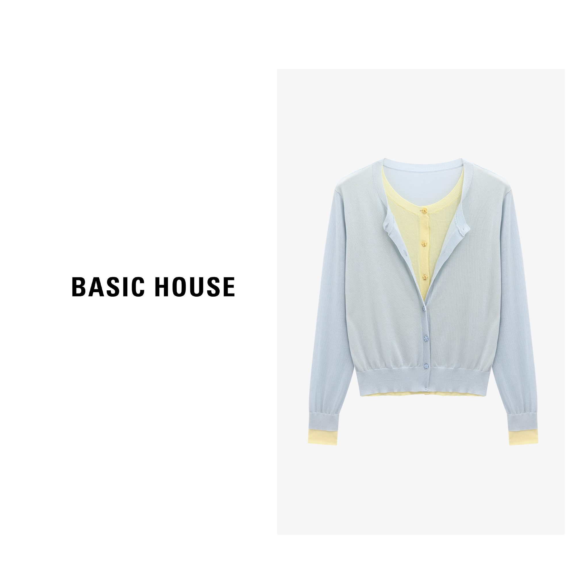 Basic House/百家好纯欲慵懒风女装休闲开衫针织衫女-B0625B5LPY2