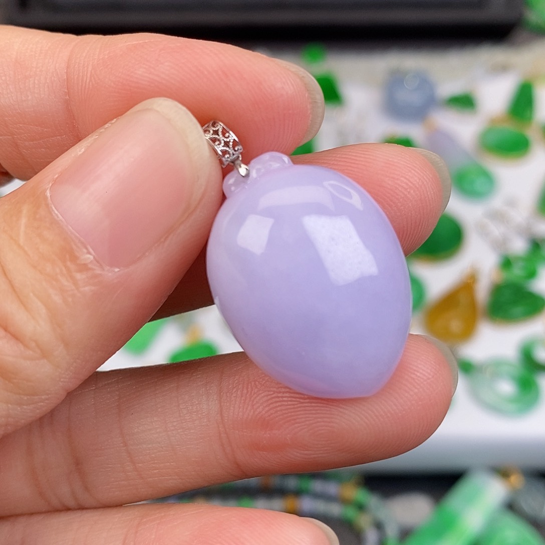 吊坠(不含链)18K金镶嵌翡翠