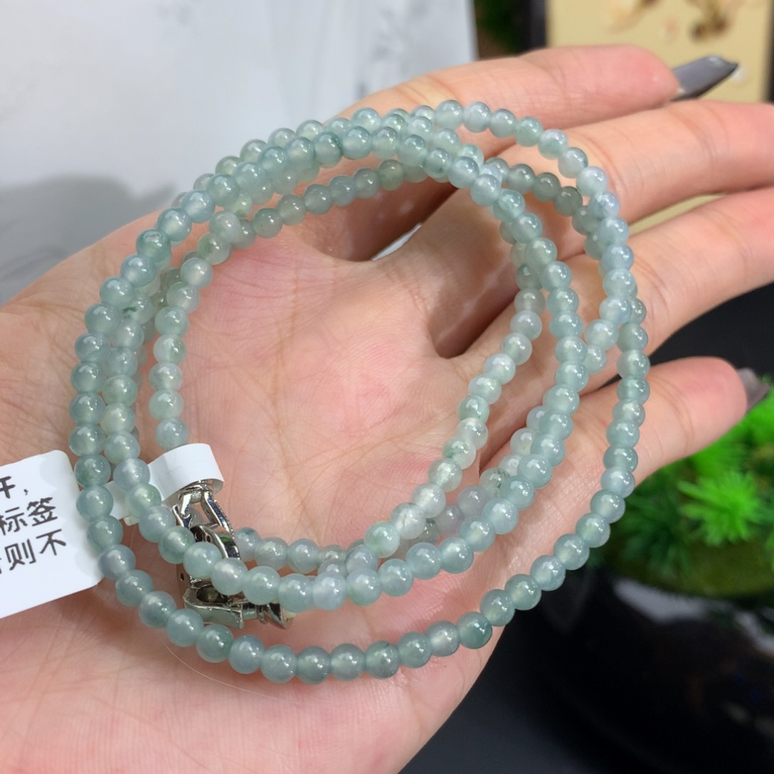 翡翠手链未镶嵌卡3.5冰胶蓝小米项链