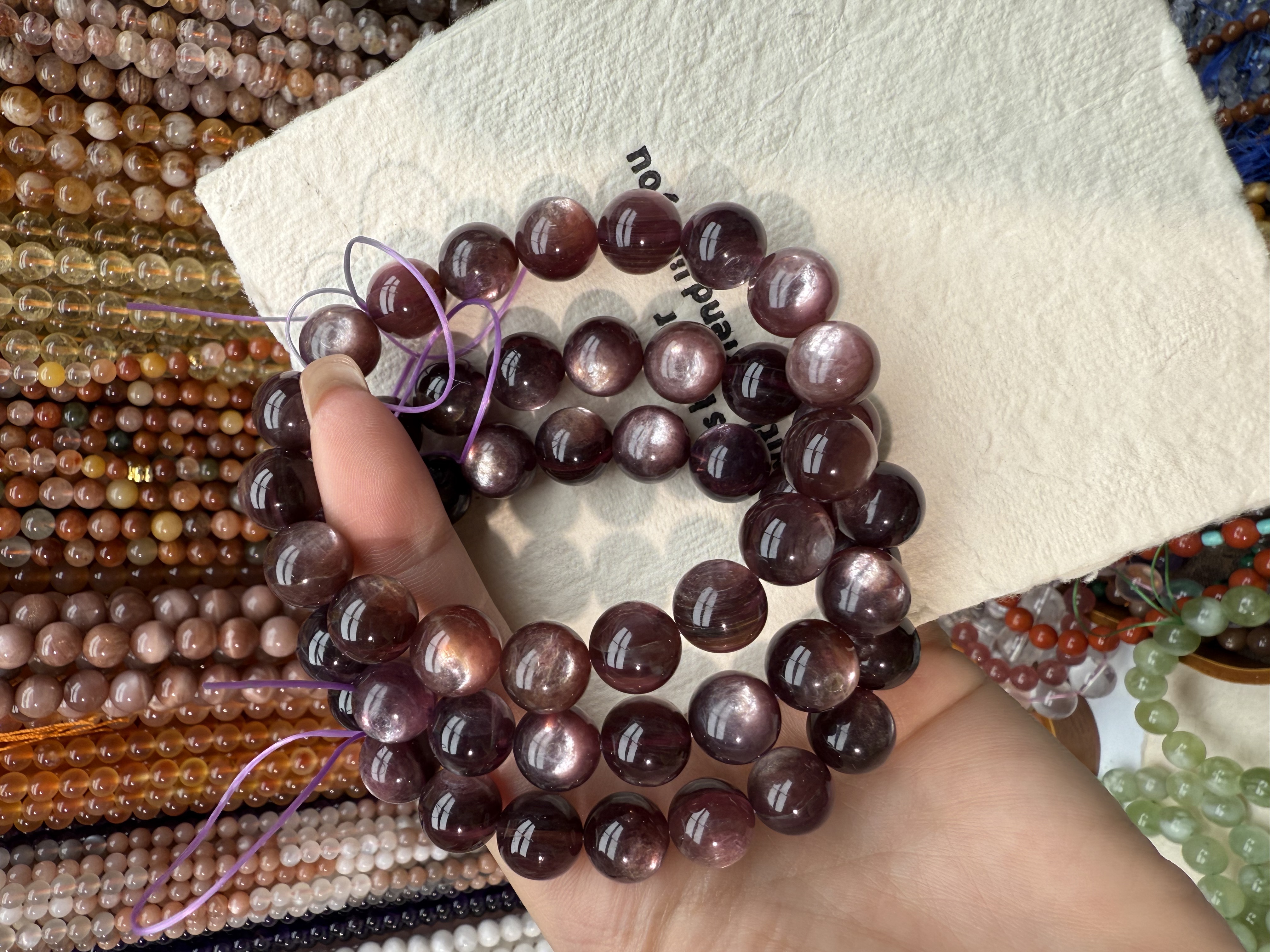 紫锂云母 珠宝半成品散珠diy