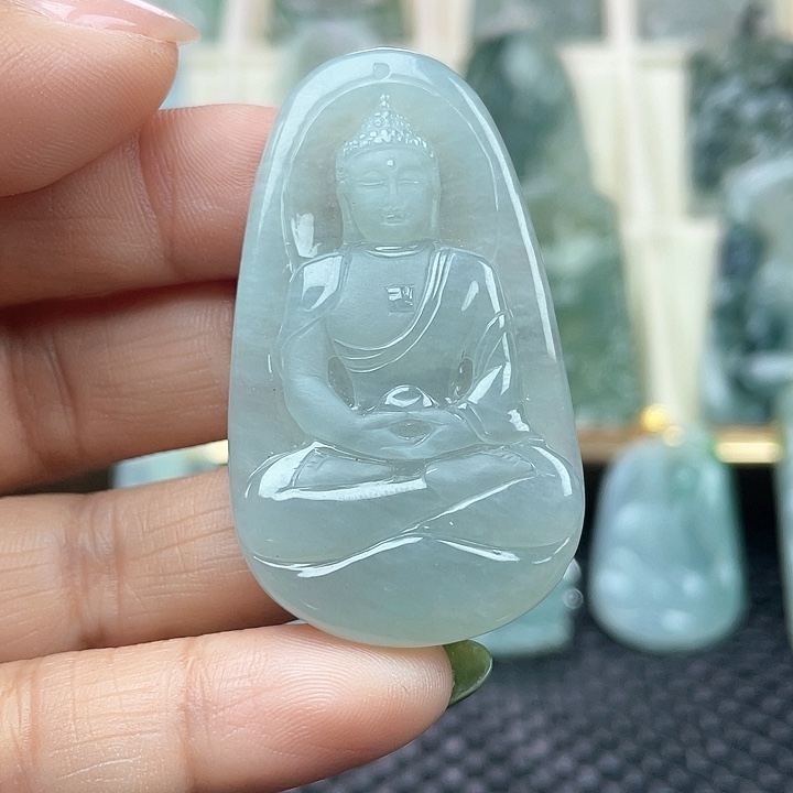 颈饰未镶嵌翡翠-*-天然缅甸翡翠A货大日如来