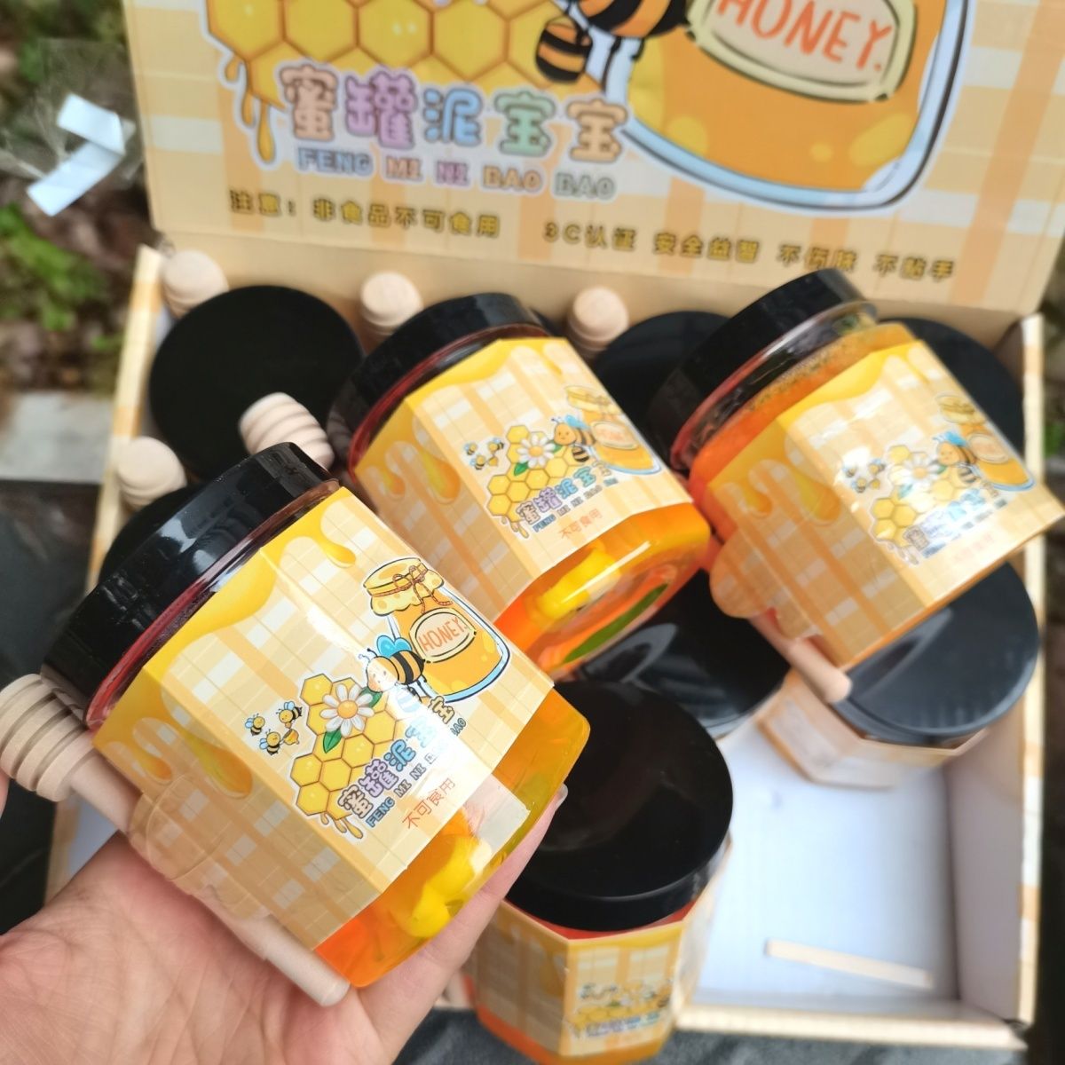 高颜值蜂蜜泥起泡胶手工diy史莱姆解压水晶泥安全玩具批发12瓶