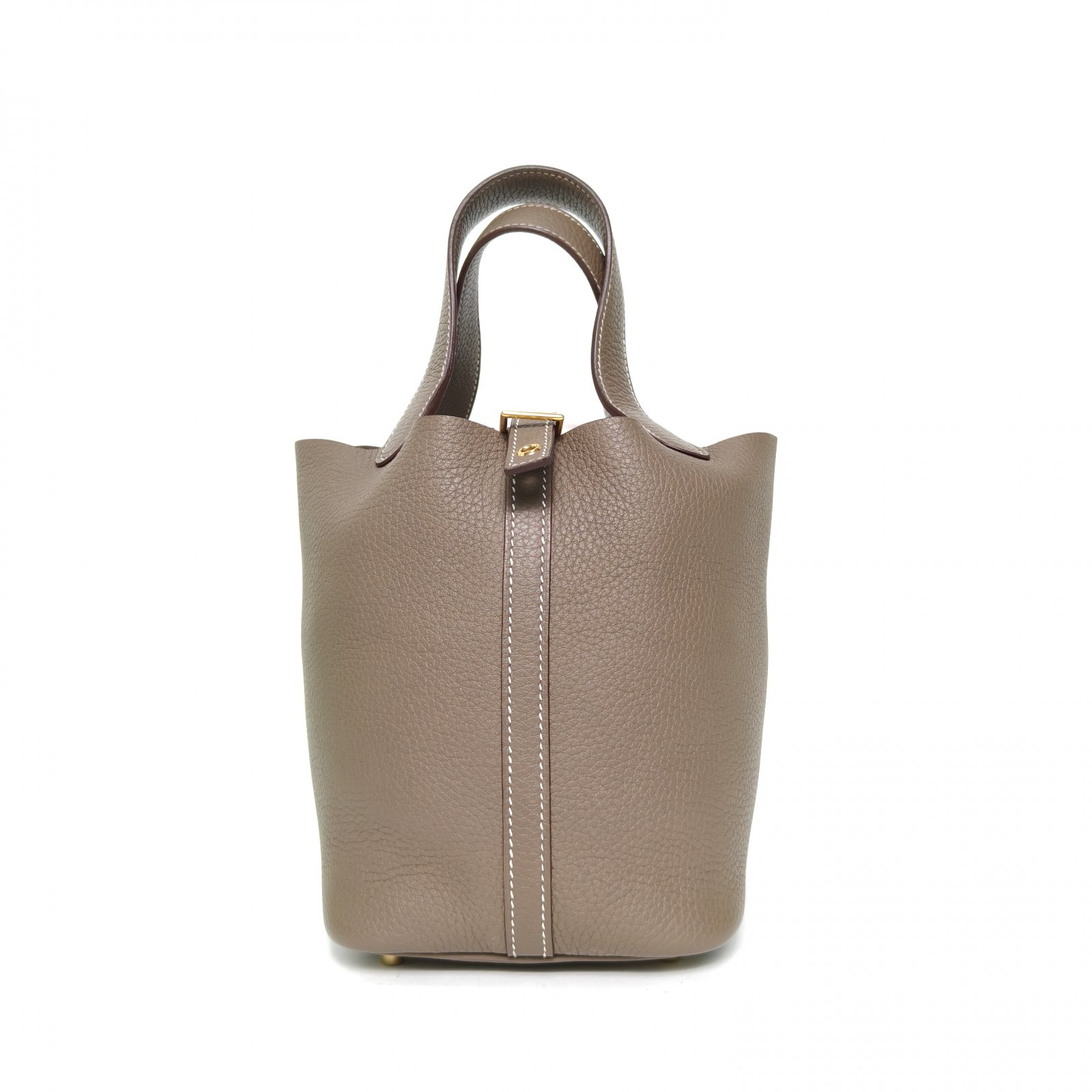 95新 Hermes/爱马仕 【双双】18 菜篮子 18大象灰 TC皮 Y刻 金扣 