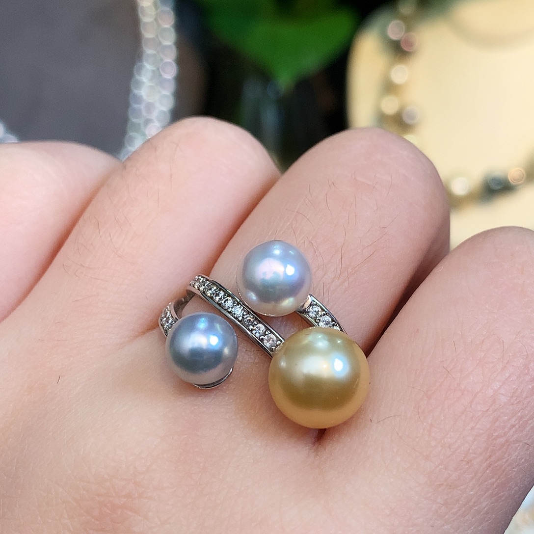 海水珍珠戒指银S925镶嵌