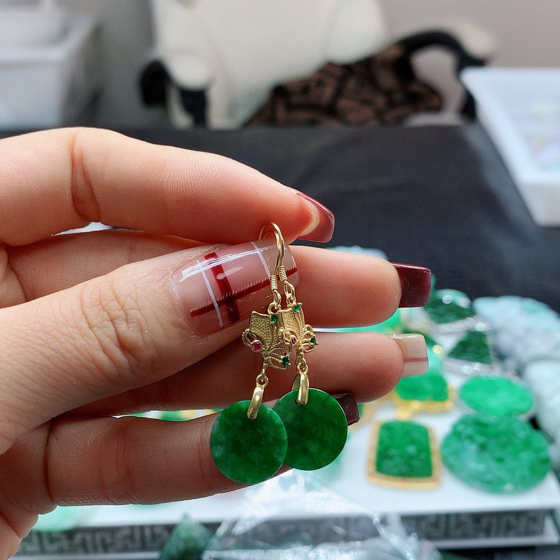 【闪购商品】翡翠耳饰银S925镶嵌，