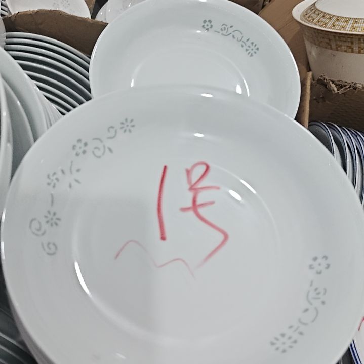 瓷玲珑青色8寸盘4个微瑕疵