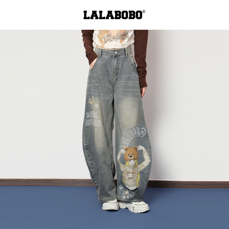 武汉LALABOBO小女孩手绘弯牛仔裤FBEC-WXZC15