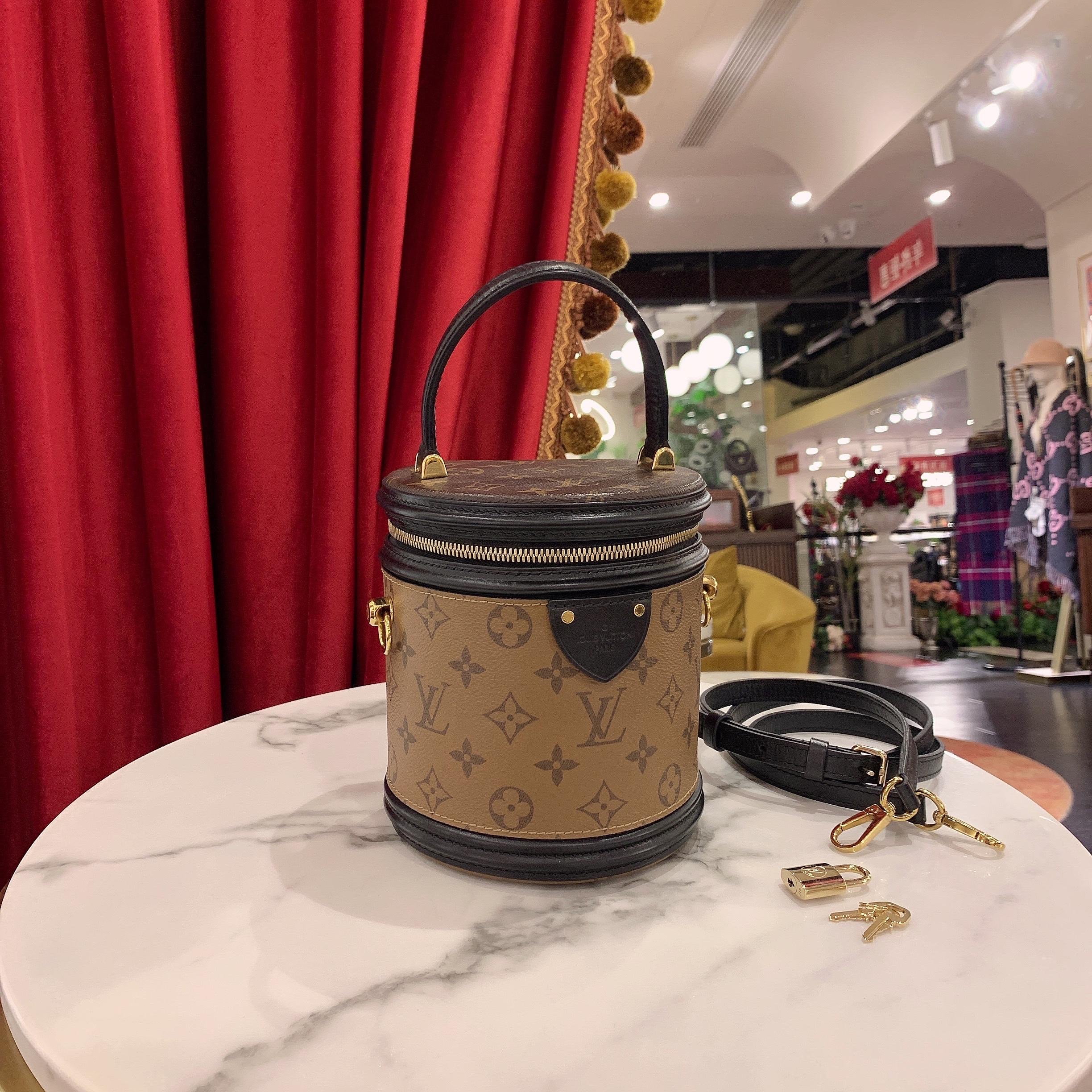 95新 LouisVuitton/路易威登 GGS发财桶老花金扣单肩包芯88311632