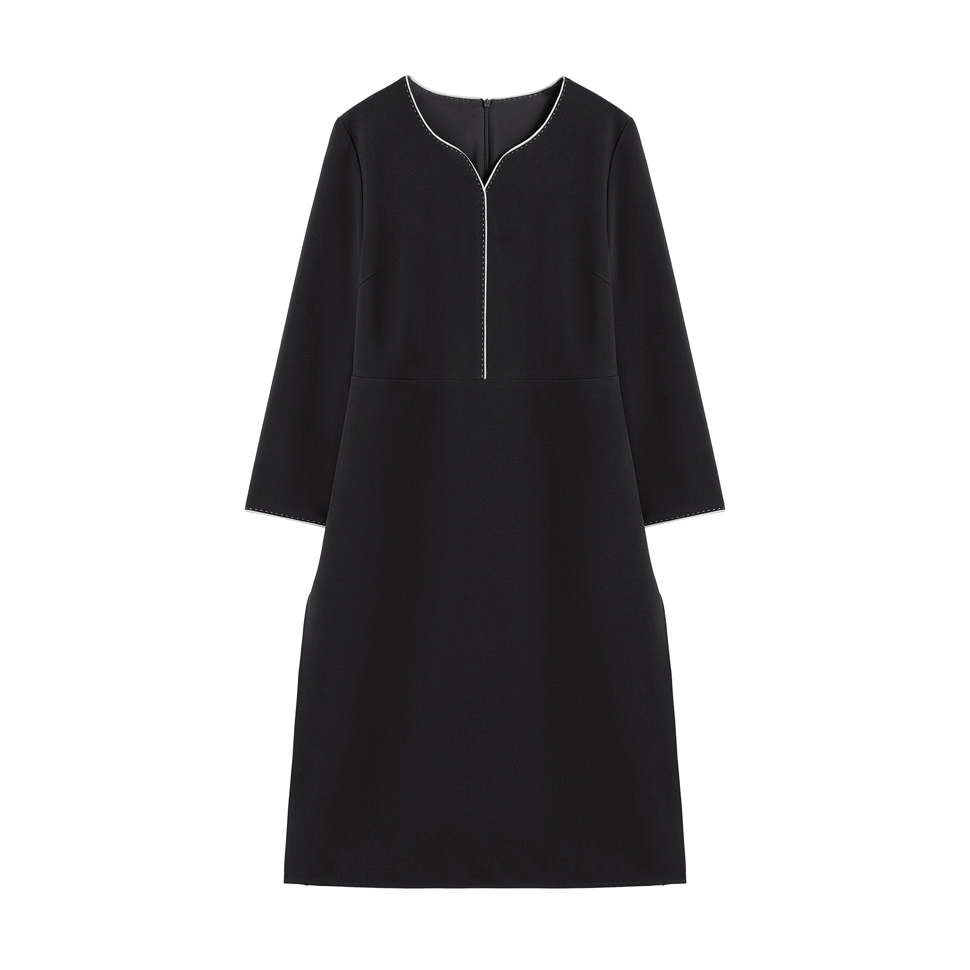 【南油虹姐】秋季新款V领气质显瘦遮肚法式连衣裙