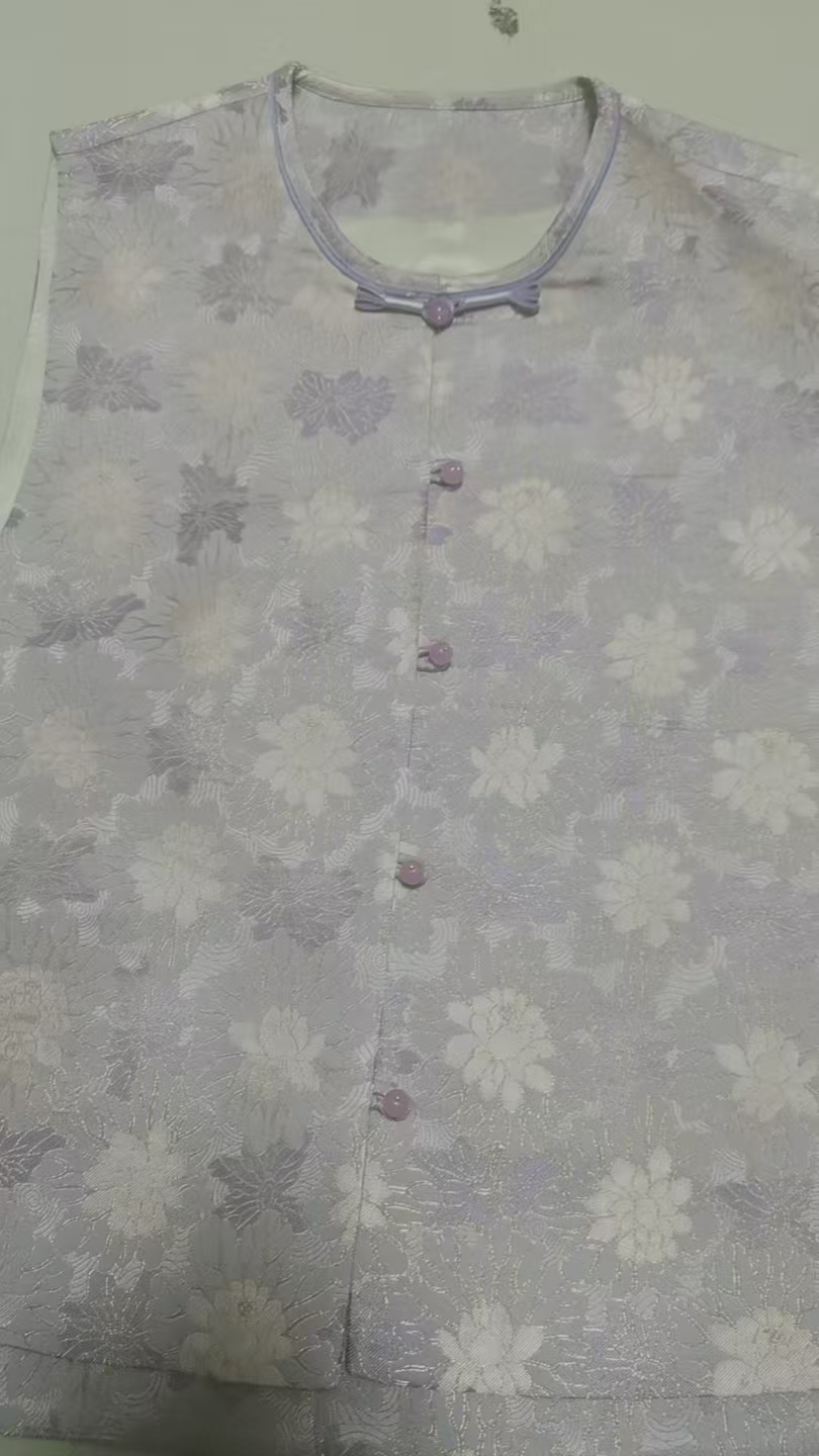 宋锦马甲薄款马夹提花印花圆领女装满印碎花