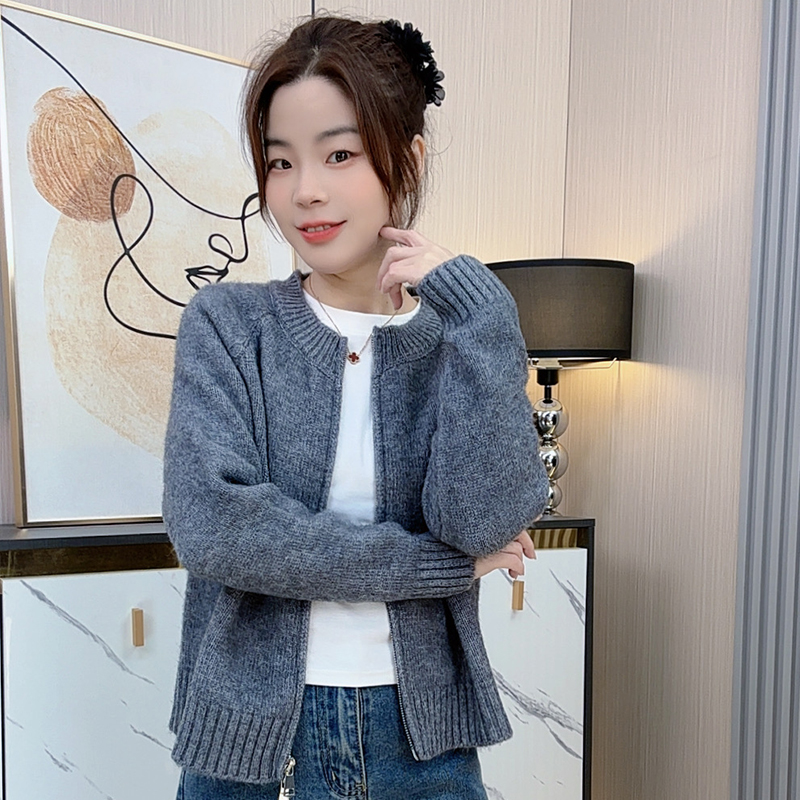 小个子定制短款极简风开衫款针织女毛针织衫显瘦网红毛衣针织衫