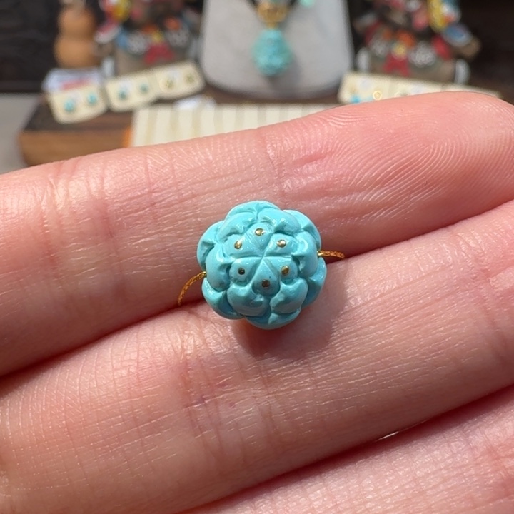 绿松石未镶嵌莲花配饰