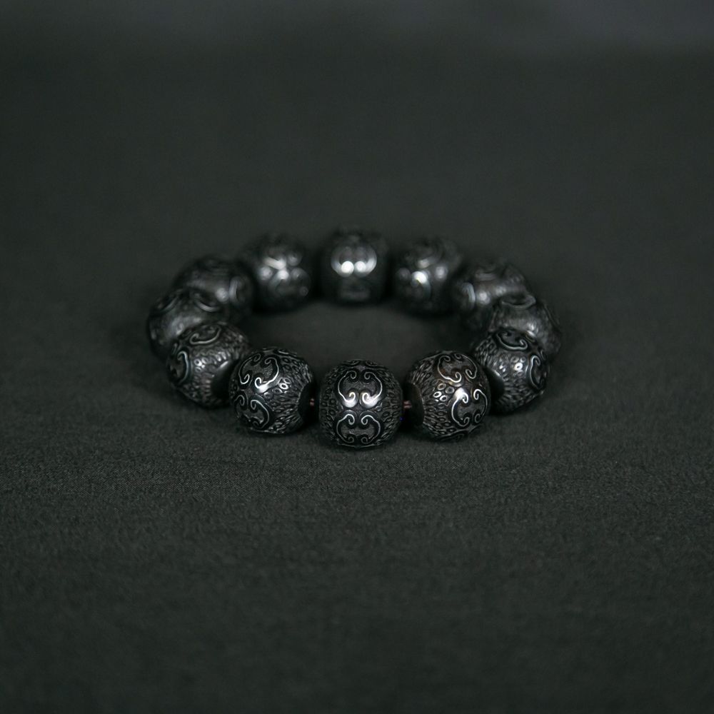 清沉香银掐丝祥云纹手串CX-0021