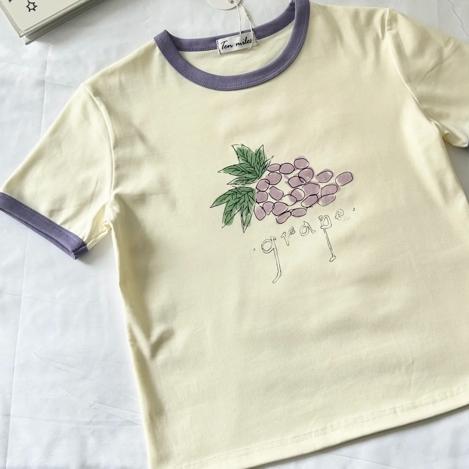 【29-59】夏日印花T恤短袖通勤短款印花春夏时尚t恤韩版圆领复古