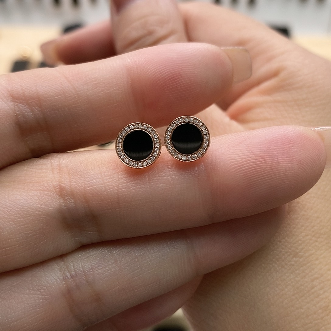 翡翠耳饰18K金镶嵌墨翠