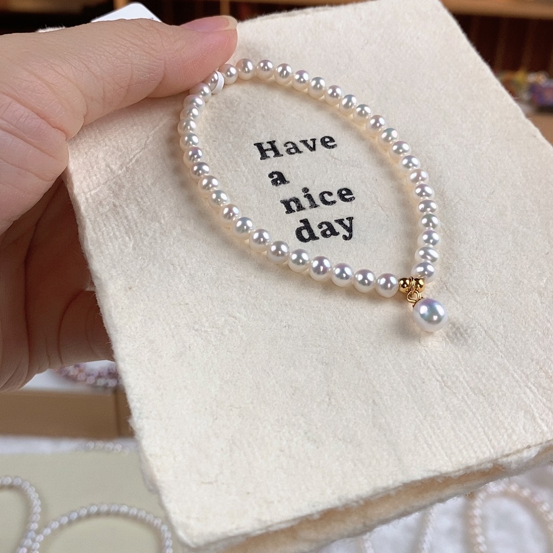 银S925镶嵌手绳淡水珍珠