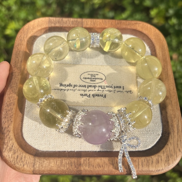 【大卡柠檬黄水+薰衣草紫水】来财款手串A010S027