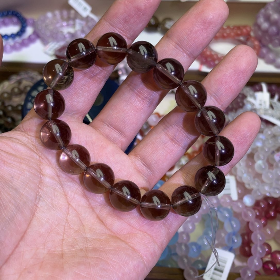 水晶手链未镶嵌13m茶晶